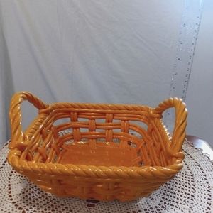 GALLERY HANDWOVEN EARTHENWARE TABLETOP SERVING BASKET CERAMIC 5 1/2"
